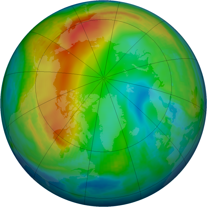 Arctic ozone map for 12 December 1984